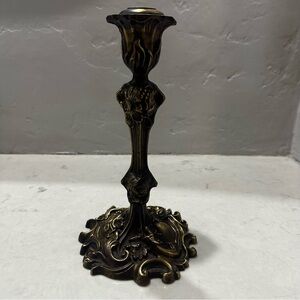 Vintage Solid Brass Ornate Candle Holder Heavy 10” Made In India